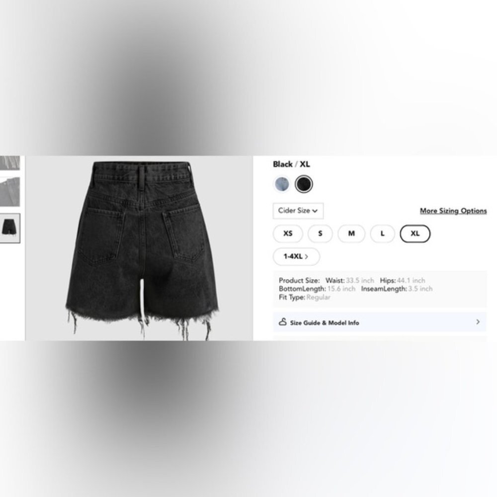 Cider Diamond Tassels Ripped Denim ShortsSize XL - Picture 2 of 10